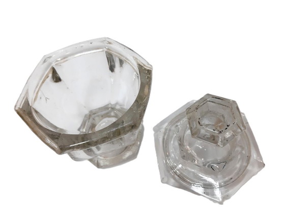 Image 1 of Bocal en verre d'apothicaire à l'ancienne avec couvercle, antique