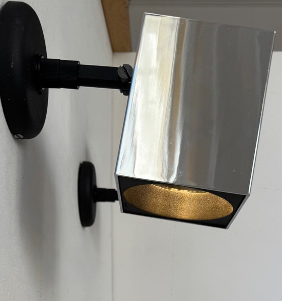 Image 1 of Coppia di applique vintage regolabili, metallo cromato, Francia, 1970