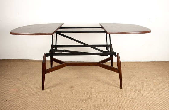 Image 1 of Mesa alta y baja danesa de teca y madera lacada en marrón, modelo Smørrebrød 1960.