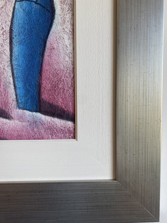 Image 1 of Modern kunstwerk met vijf figuren – voelbare textuur en prachtig kleurgebruik, formaat 78x89