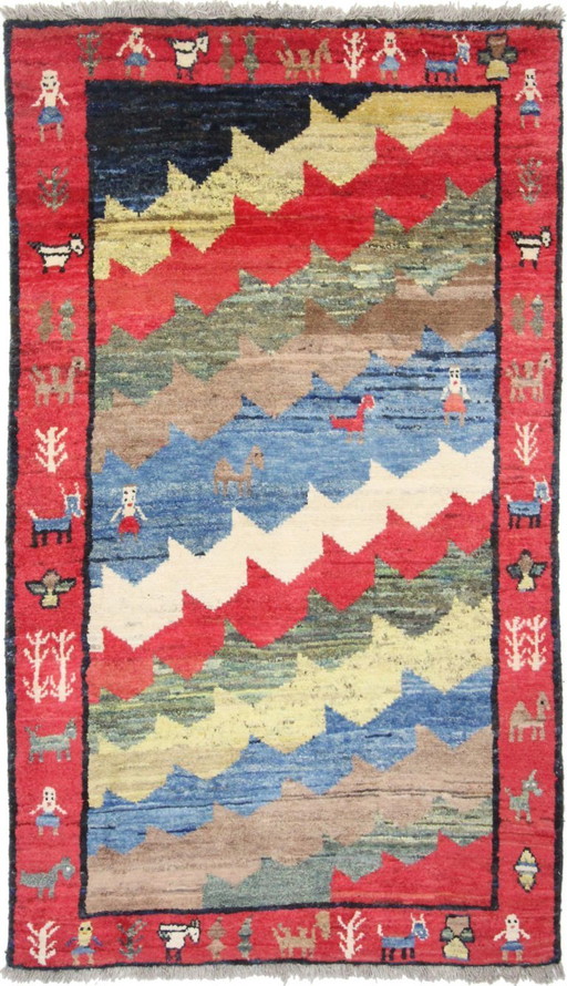 Original Persian carpet Gabbeh Ghashghai Oriental carpet 198 cm x 113 cm Old Natural