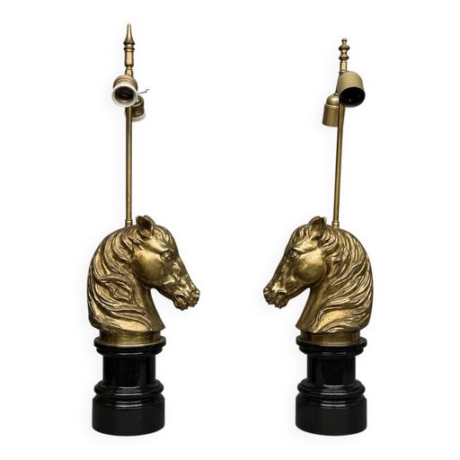 Pair of vintage lamps by Maison Jansen. Solid bronze, marble base. – tafellampen
