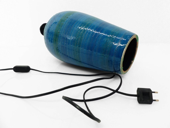 Image 1 of Lampe aus blauem Steingut, Italien, ca. 1980