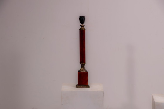 Image 1 of Set of French Empire style lamps made from amber bakelite and brass