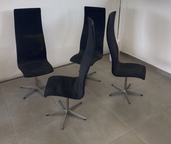 4 Vintage "Oxford High Back" stoelen model 3172 – Ontwerp Arne Jacobsen (Fritz Hansen) – Draaistoelen, Metal (photo 4 of 5)
