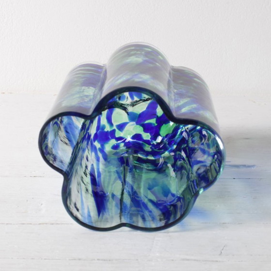 Vaso in Vetro Scandinavo Vintage Pauline Cloud / Blu e Verde / Rune Strand per Sea Glasbruk / Svezia / Anni (photo 7 of 12)