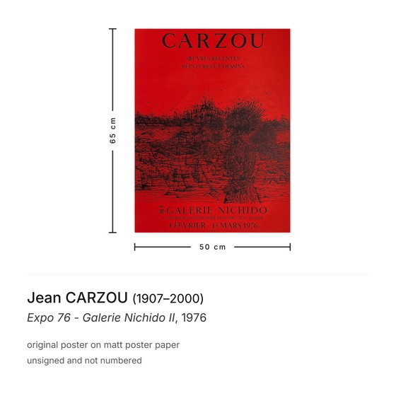 Jean Carzou Poster Expo 76 - Galerie Nichido II – Paper (photo 3 of 5)