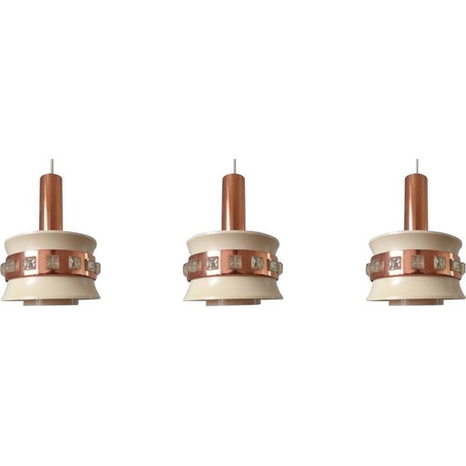 Ensemble de 3 lampes suspendues vintage, Suède 1960