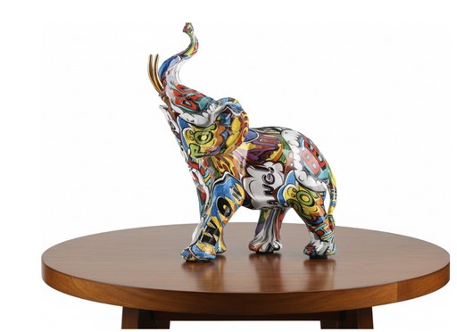 Veelkleurig graffiti olifantenbeeld