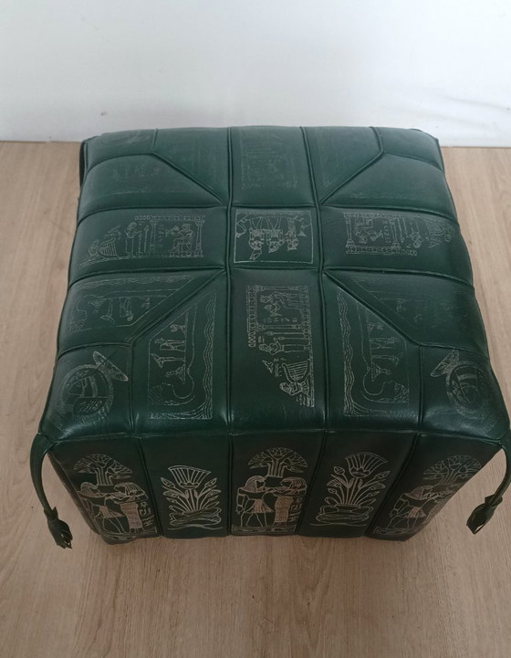 Image 1 of Vintage pouf with Egyptian motifs