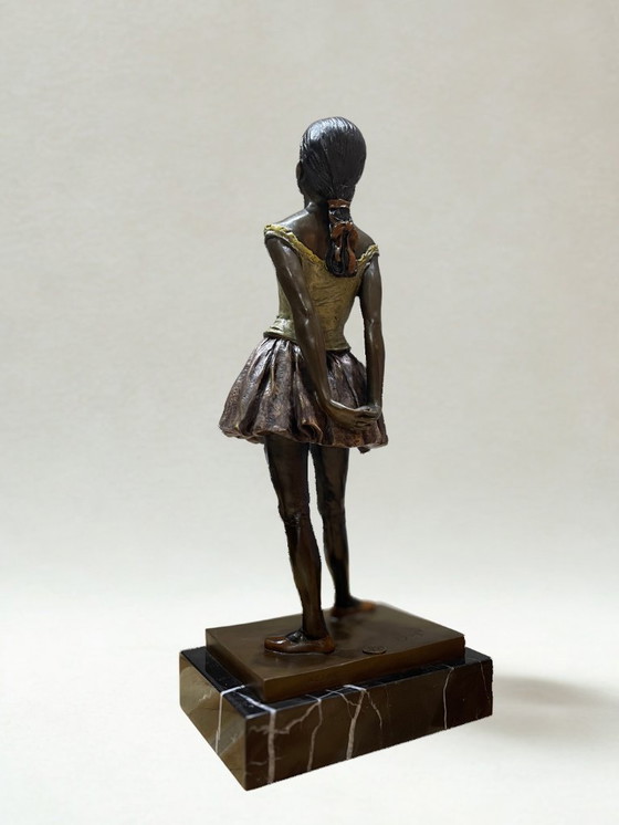 Image 1 of After Edgar Degas – Grande sculpture en bronze polychrome – Danseuse – Socle marbre – 38 cm - 5,4kg