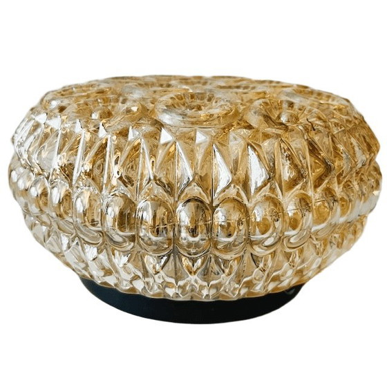 Image 1 of Lampada da soffitto di metà secolo, lampada da soffitto color ambra, stile carnevale, anni '60