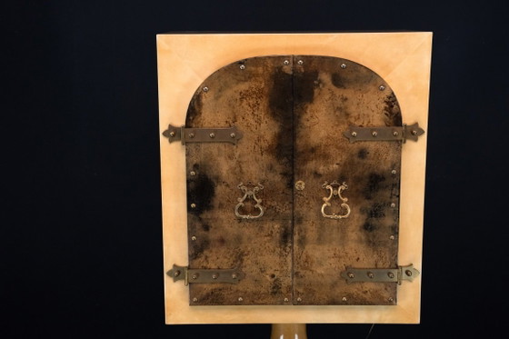 Image 1 of Aldo Tura Mid-Century Modern Goatskin Parchment Bar Cabinet, Italy, 1960s