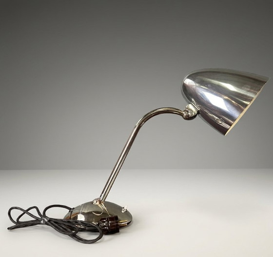 Image 1 of Art-Deco-Tischlampe, vernickeltes Metall, Franta Anýž, 1930er Jahre