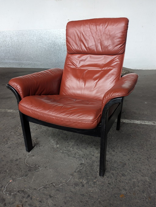 Vintage Lounge-Sessel G-Möbel Leder/Holz