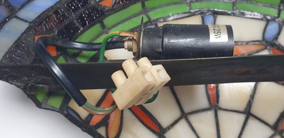 Image 1 of Unieke oude tiffany / glas in lood wandlamp met Dragonfly's