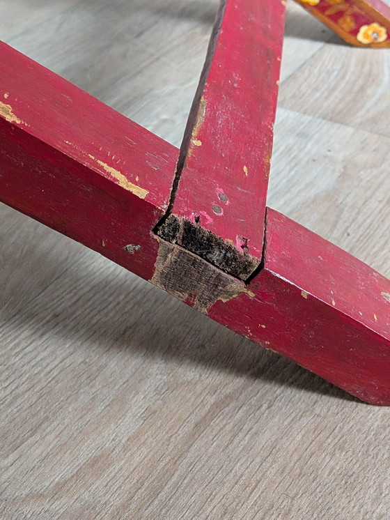 Image 1 of Poltrona pieghevole vintage dipinta a mano – Sud asiatico/pakistano – metà del XX secolo