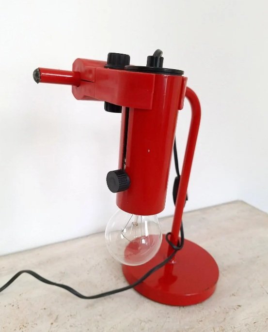 Image 1 of Vintage Red Metal Table Lamp / Adjustable Mid Century Desk Lamp / Italian Memphis Style Office Lighting / Retro Drawing Task Lig