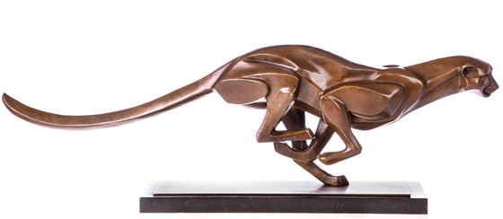 Image 1 of große, laufende Pantherstatue aus Bronze