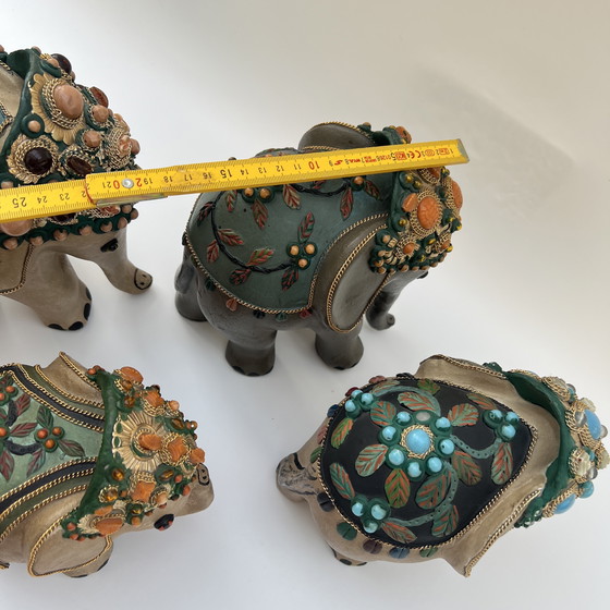 Image 1 of Four handmade elephant figurines – Brazil – folk art – 20th century