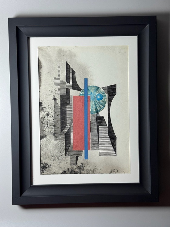 Eugène Eechaut (1928-2019)  - Abstracte inktcompositie met collage, ingelijst – Schilderijen & Tekeningen (photo 12 of 15)