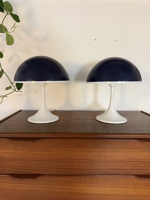 Set di 2 lampade da tavolo vintage a forma di fungo anni '80