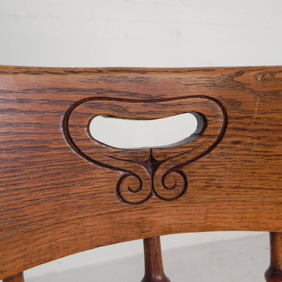 Image 1 of Silla de oficina de roble con sistema de muelles y altura regulable, década de 1930.