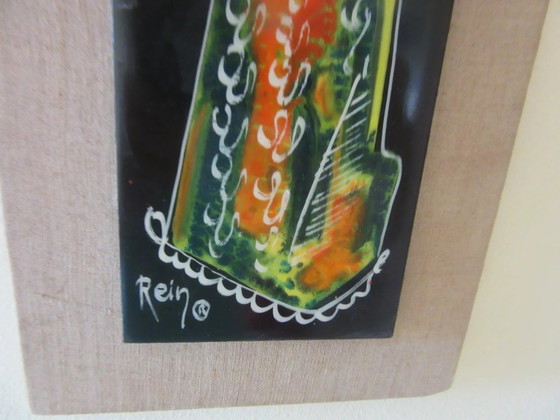 Keramische wandplaat, Moeder en Kind, Mid-Century Modern, gesigneerd door kunstenaar Rein – Wanddecoratie (photo 5 of 7)