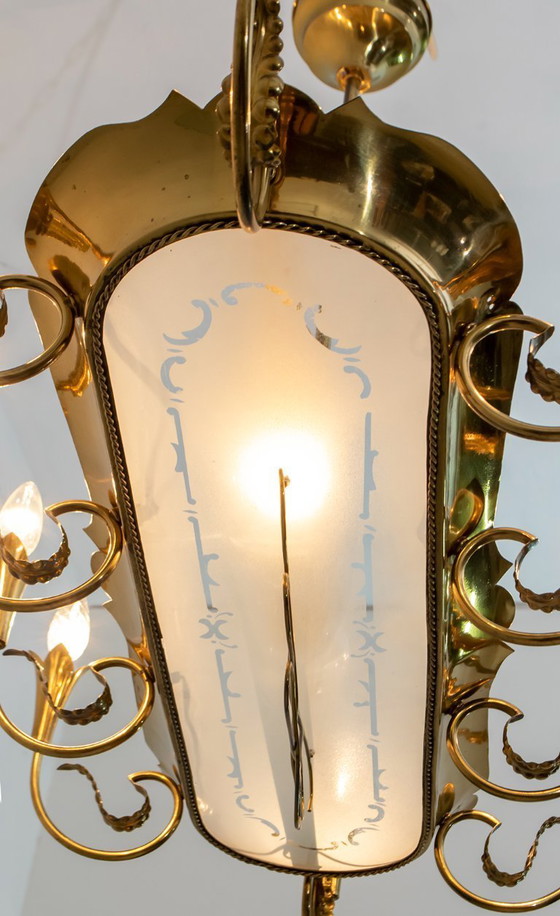 Image 1 of Dopo Pietro Chiesa Candeliere italiano a 12 luci in ottone del Medioevo Fontana Arte