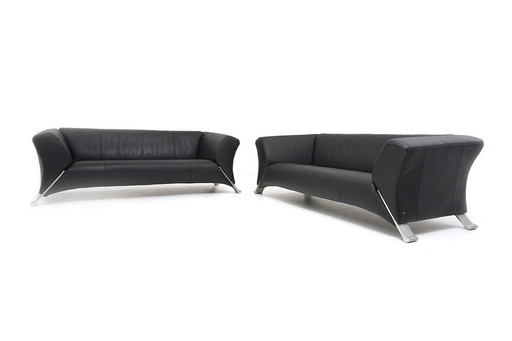 Rolf Benz 322 Ensemble Canapé 2x 3 places Cuir noir