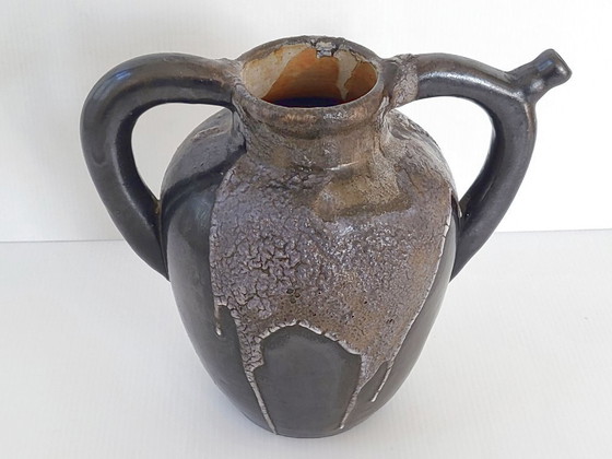 Image 1 of Französische Art-Déco-Vase von Léon Pointu, Steinzeug, Saint-Amand-en-Puisaye