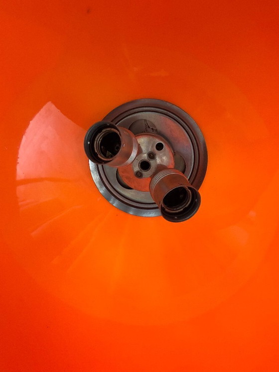 Vintage hanglamp uit 1973 in Space Age-stijl, oranje – chroom en acryl – Hanglampen, Plastic (photo 8 of 12)