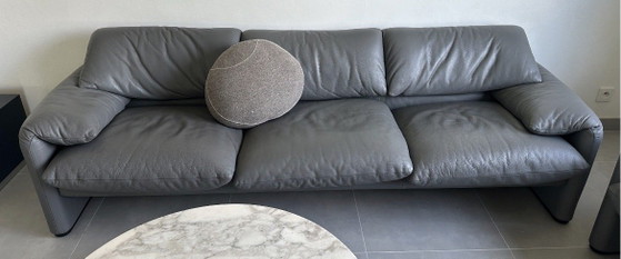 Cassina Maralunga Grau 3-Sitzer Sofa – 3-5 Sitzer Sofas, Leather (photo 2 of 5)