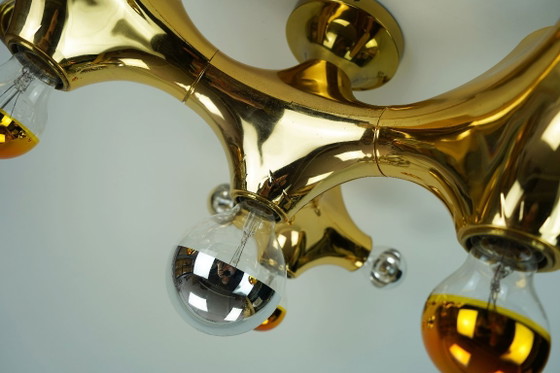 Cosack Gemini Space Age plafondlamp - goudkleurig plastic - Sputnik plafondlamp - jaren 70. – Plafondlampen (photo 5 of 20)