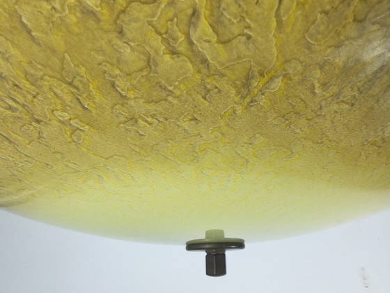 Image 1 of Lámpara colgante Art Déco Ø56 cm - Cristal opalino y latón - ca. 1935