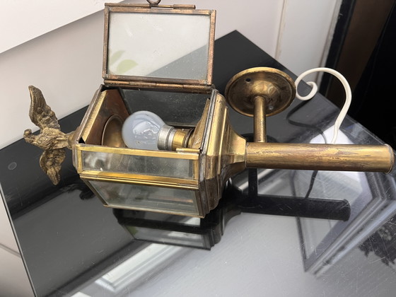 Image 1 of Antieke Koetsierslamp met adelaar en nieuwe bedrading