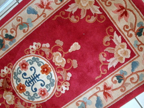 Image 1 of Handmade vintage Art Deco Chinese rug 2.5' x 4.5' (77cm x 139cm) 1970s - 1C442