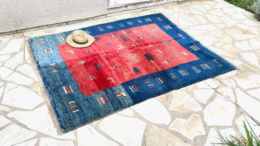 Gabbeh vloerkleed 100% Wol Jaren 80-90 - 144×195 cm