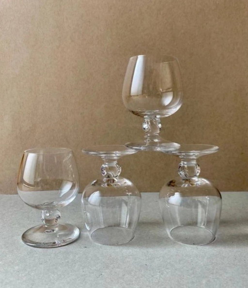 4 Daum France Boléro Kristall Cognacgläser – Signiert – Vintage