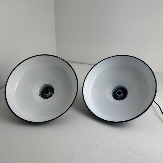 Image 1 of COPPIA DI LAMPADE DA OFFICINA INDUSTRIALI SMALTATE