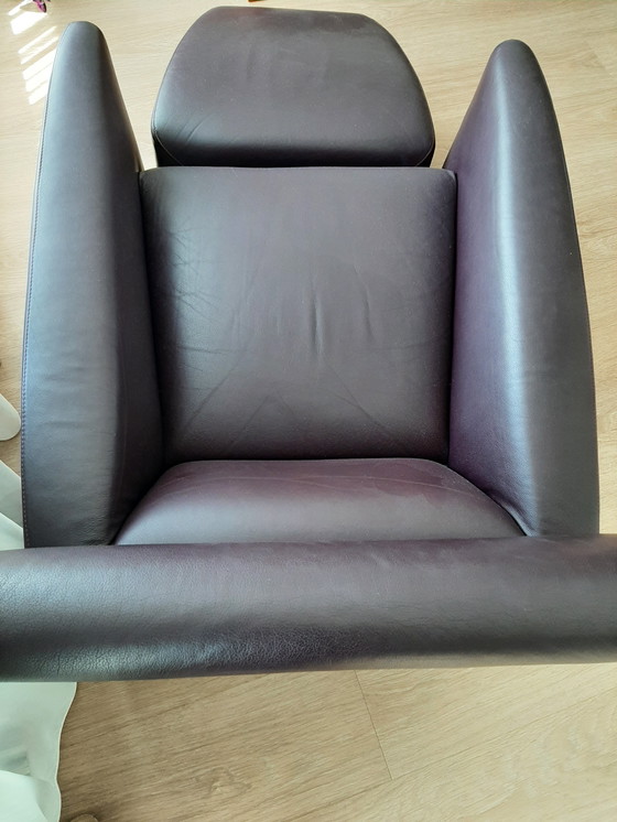 Image 1 of 3x OBLOMOV Fauteuils +1 footstool Aubergine