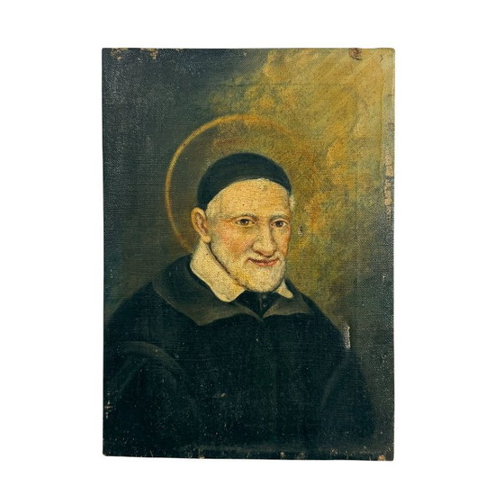 Porträt des Heiligen Vinzenz von Paul, Öl auf Leinwand, Gemälde & Zeichnungen, Holz, Braun, Klassiek (Foto 8 von 12)
