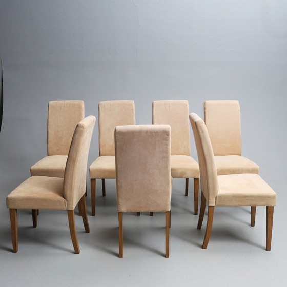 Image 1 of Set di 7 sedie "Haleywood", imbottite, Art mocca/Suedette, anni 1990/2000.