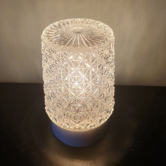 Image 1 of Vintage ceiling lamp clear glass - Facet glass in cylindrical shape