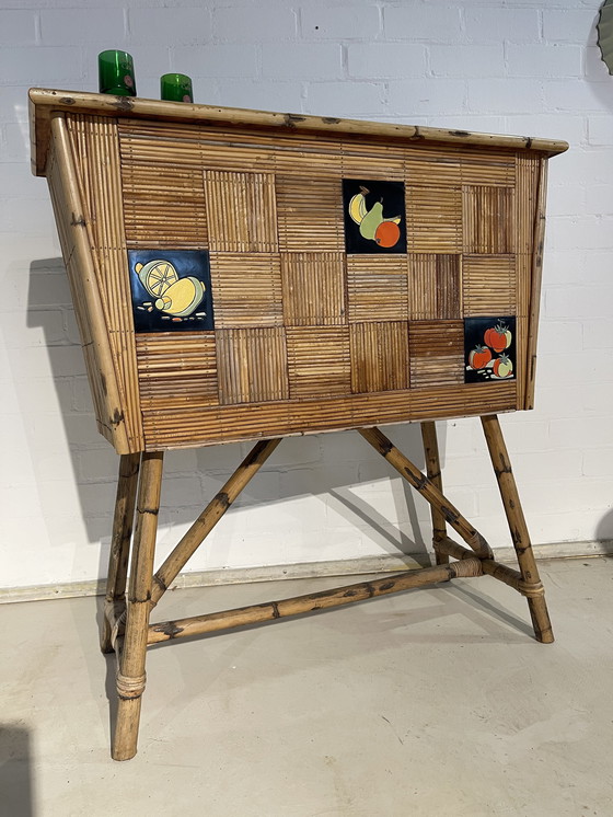 Image 1 of Vintage bamboe bar retro barkruk 