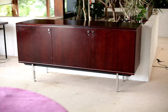 Image 1 of Solid Wood and Steel Sideboard France Circa 1970 Négroni Edition