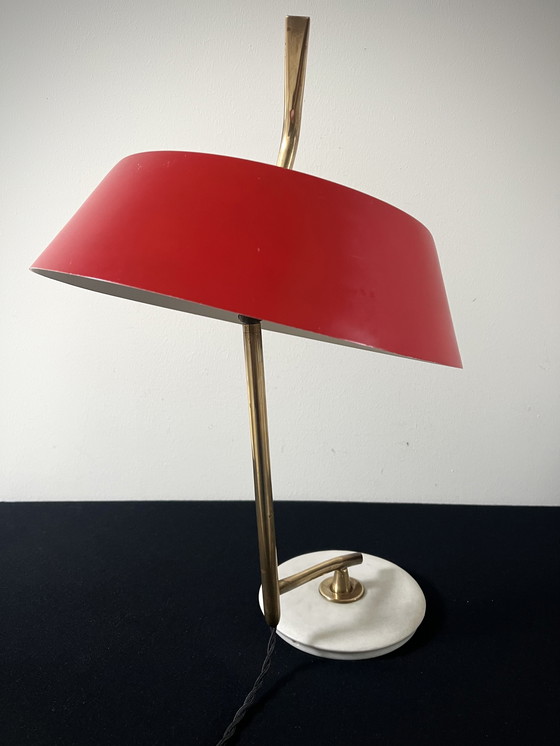 Image 1 of Stilux  - Oscar Torlasco - Marble & Brass Tafellamp - Italië 1950S