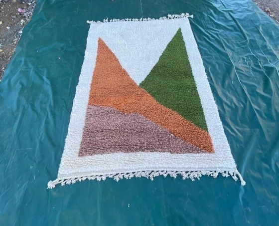 Image 1 of Tapis berbère en laine pure fait main traditionnelle 2/3 m