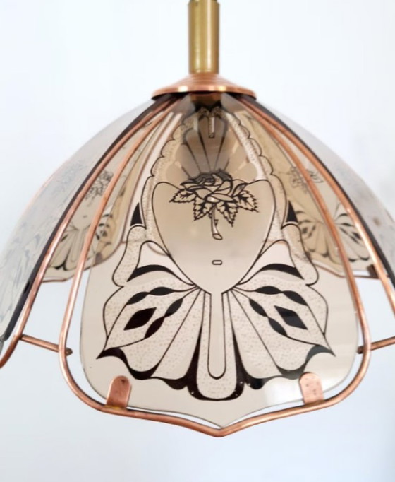 Image 1 of Lampada a sospensione in vetro vintage, plafoniera, lampada a sospensione, plafoniera retrò