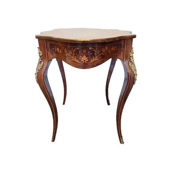 Image 1 of Antigua mesa francesa estilo Luis XV con cajón, finales del siglo XIX